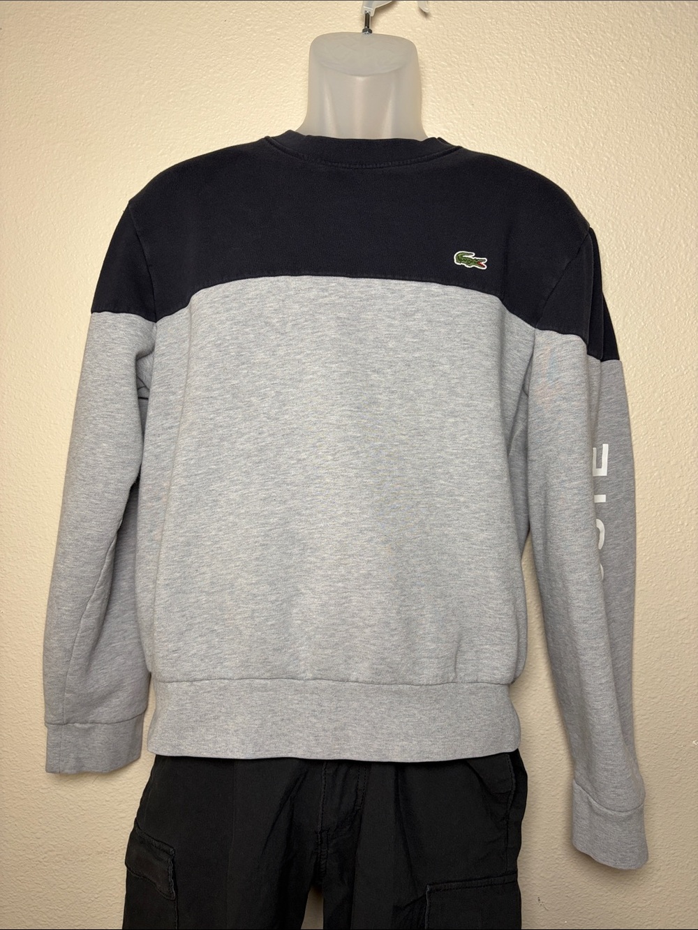 Lacoste Two-Tone Crewneck Sweatshirt - Black & Light Gray